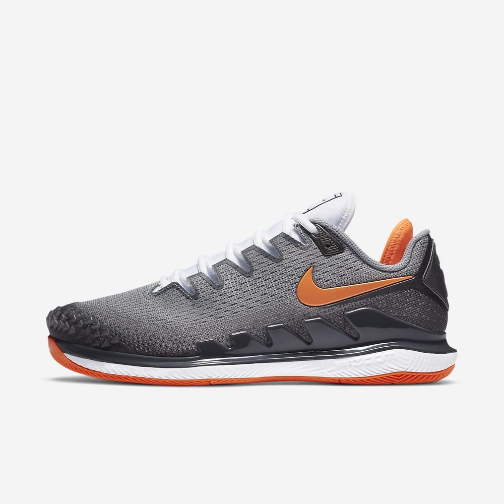 Chaussure De Tennis Nike NikeCourt Air Zoom Vapor X Knit Grise 4390-657 Metallic Dark Grey/Smoke Grey/Particle Grey/Total Orange Homme | LQR-14397192